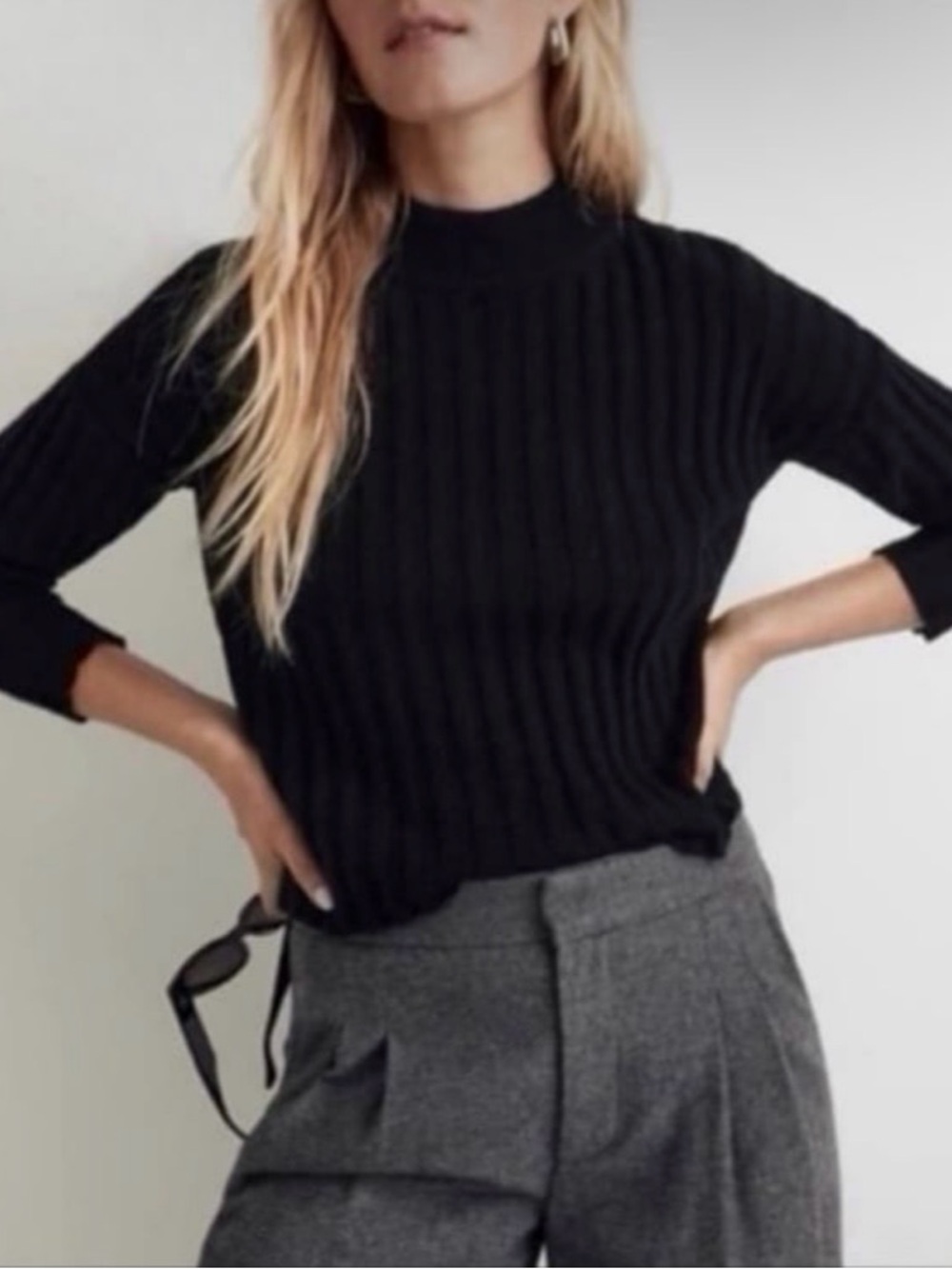 NWT Madewell Mockneck Crop Sweater True Black